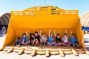 Families exploring the Finmec workshop during Community & Family Day
