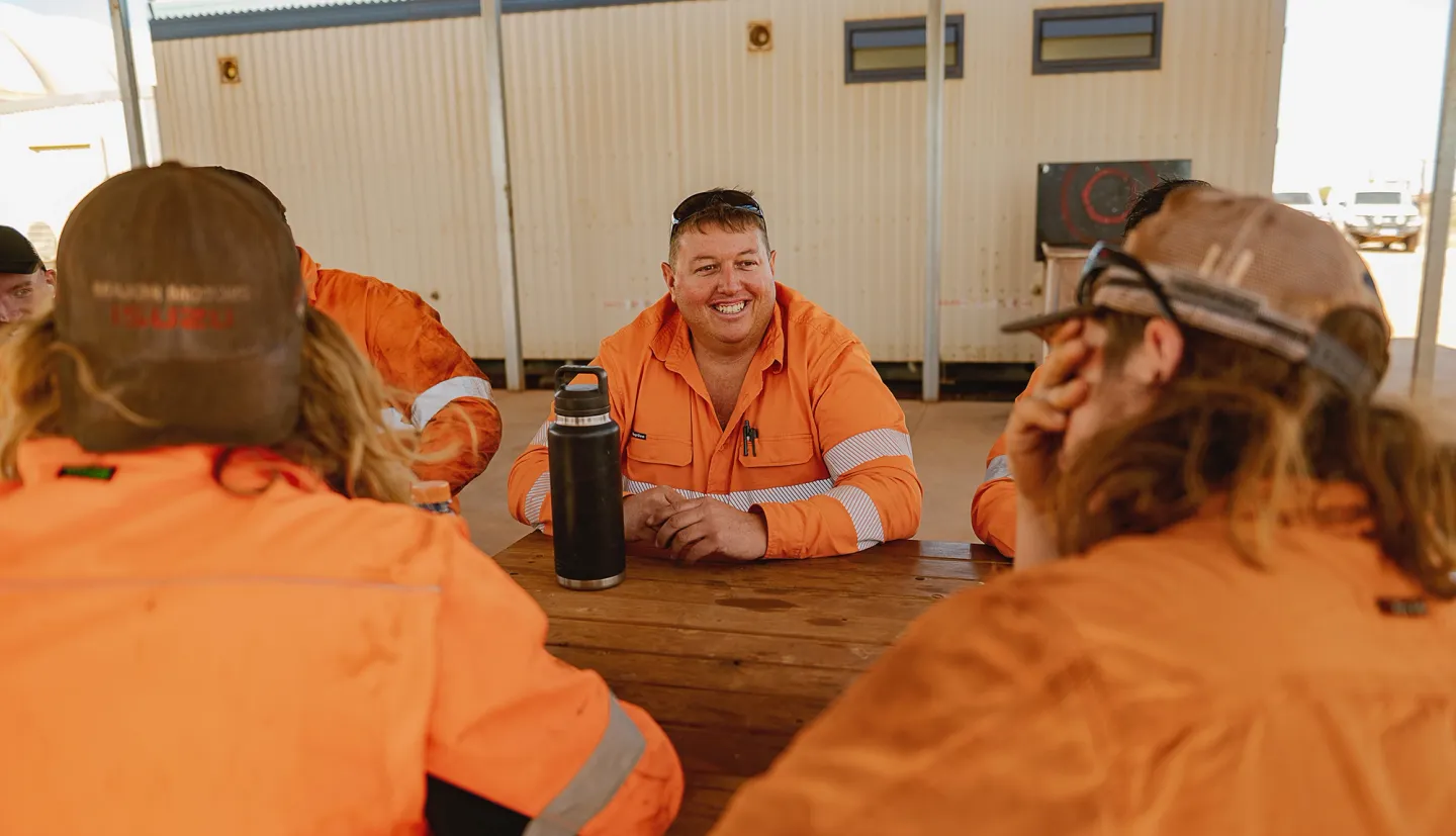 Finmec employees together at the lunch tables