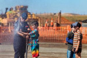Families exploring the Finmec workshop during Community & Family Day